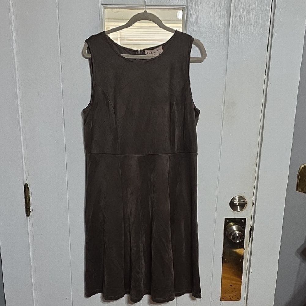 NWT Philosophy Women's Faux Leather Suede Feel Dress Sleeveless Circular Sz 14